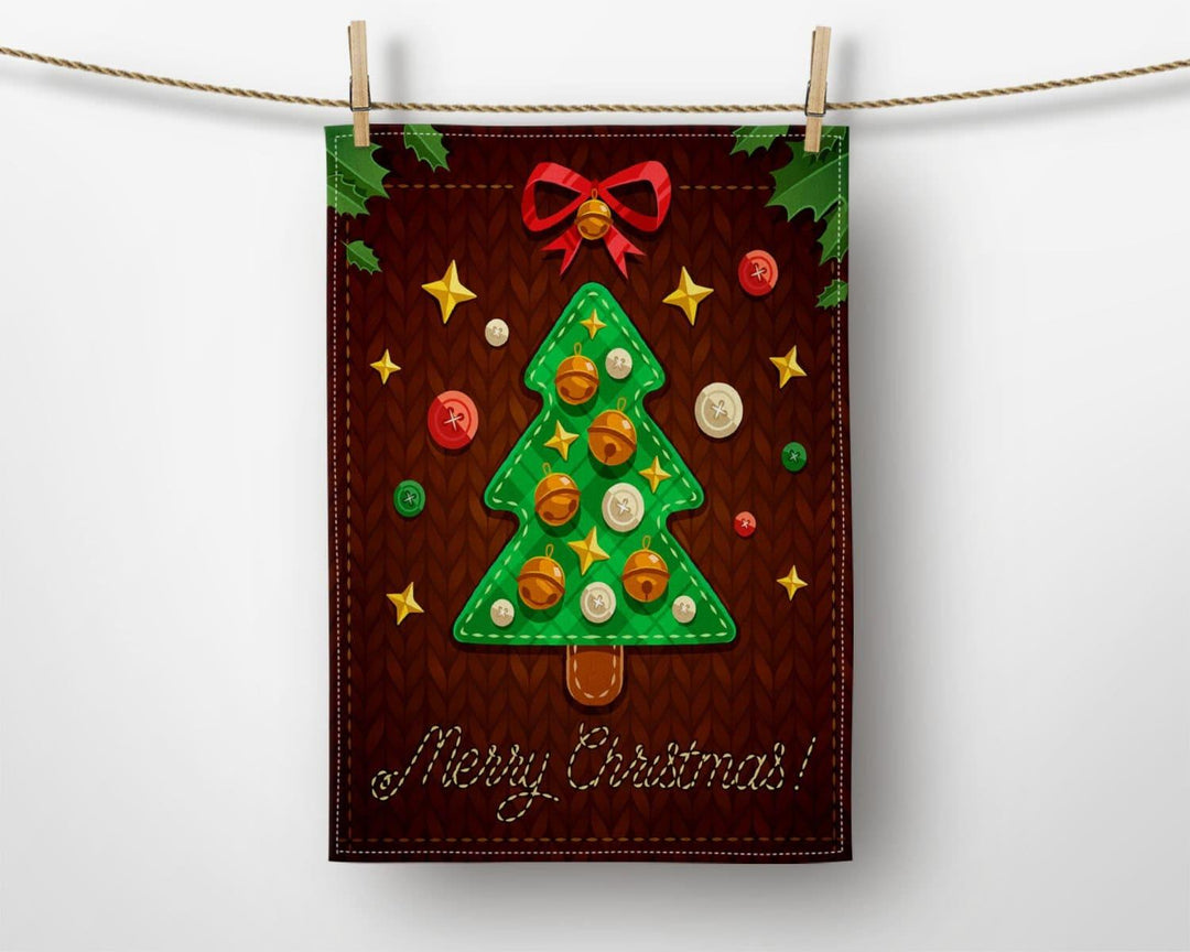 Christmas Kitchen Towel|Merry Christmas Dish Towel|Xmas Ornaments Hand Towel|Decorative Hand Towel|Xmas Tree Tea Towel|Xmas Gift Hand Towel