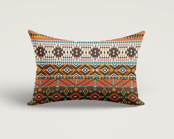 Rug Design Pillow Cover|Southwest Cushion Case|Rectangle Aztec Print Lumbar Pillow|Farmhouse Style Geometric Turkish Kilim Throw Pillow Case