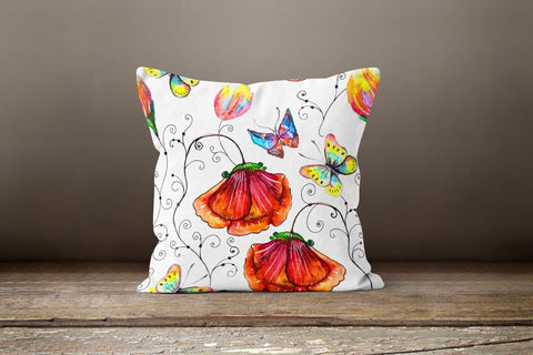 Butterfly Pillow Case|Butterfly Print Cushion Cover|Decorative Throw Pillow Top|Housewarming Boho Pillow Cover|Farmhouse Porch Cushion Case