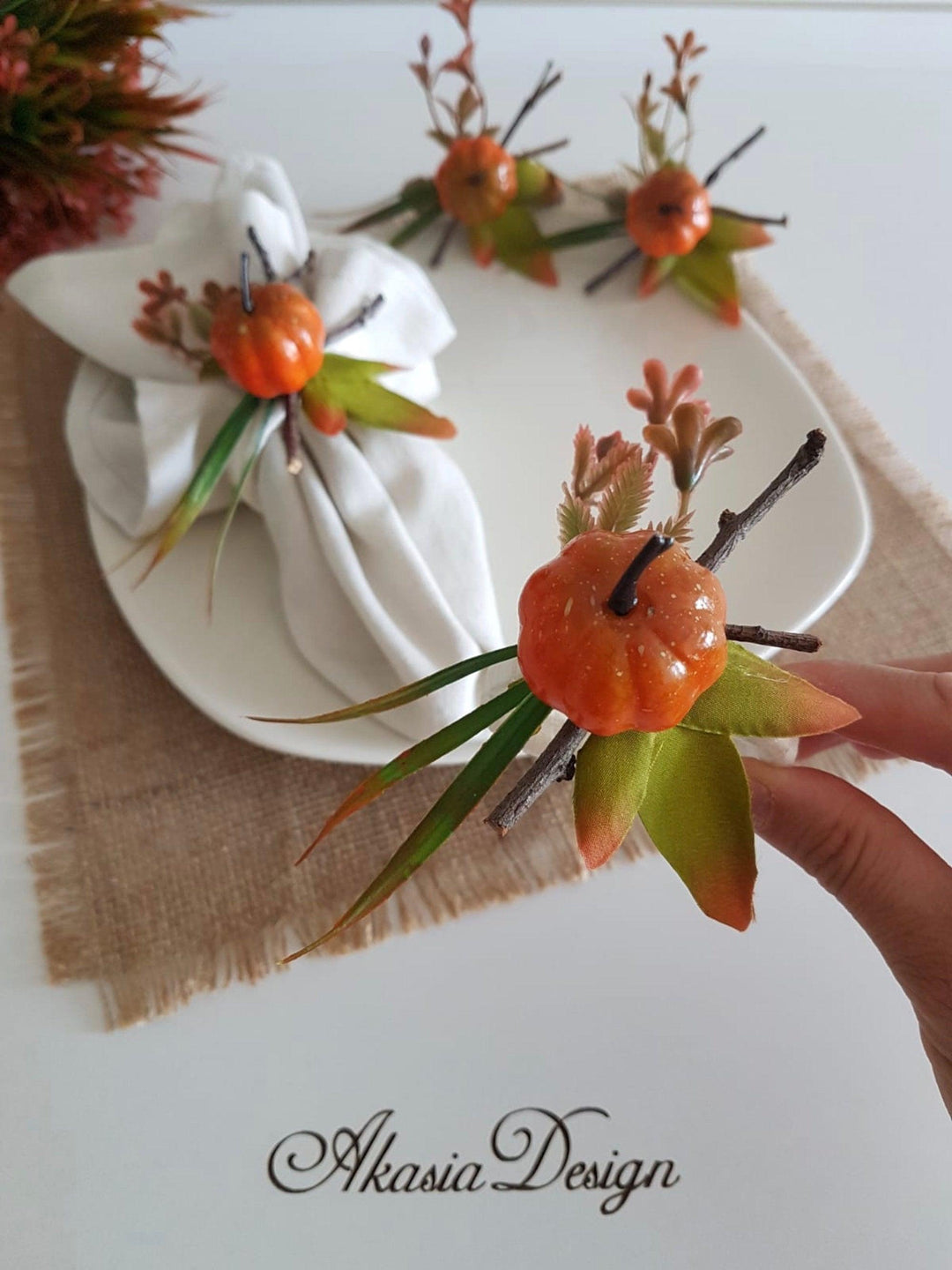 Pumpkin Napkin Ring|Fall Trend Napkin Holder|Cute Pumpkin Table Top|Autumn Trend Table Decor|Farmhouse Tablecenterpiece|Halloween Tablescape