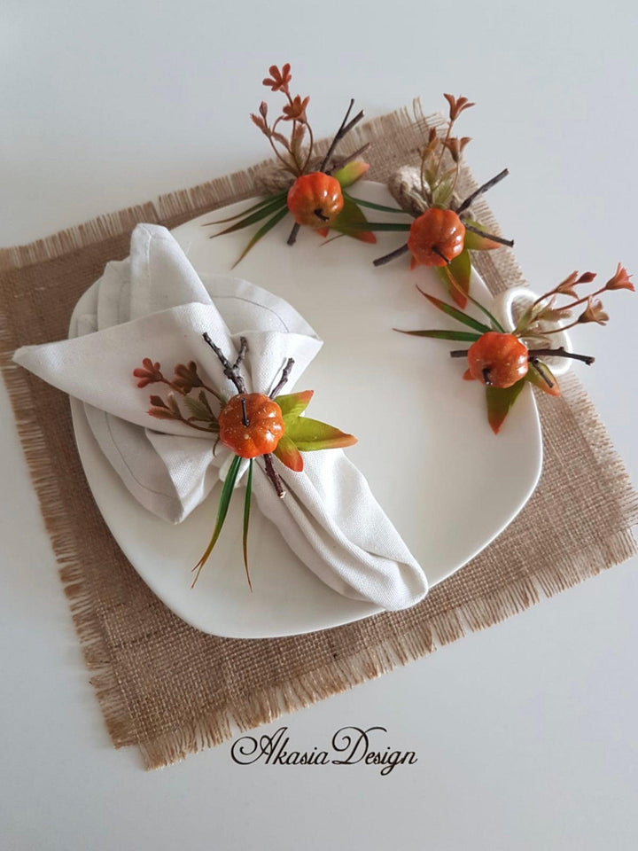 Pumpkin Napkin Ring|Fall Trend Napkin Holder|Cute Pumpkin Table Top|Autumn Trend Table Decor|Farmhouse Tablecenterpiece|Halloween Tablescape