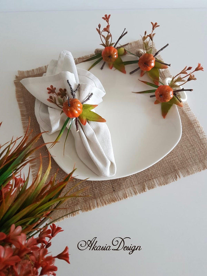 Pumpkin Napkin Ring|Fall Trend Napkin Holder|Cute Pumpkin Table Top|Autumn Trend Table Decor|Farmhouse Tablecenterpiece|Halloween Tablescape