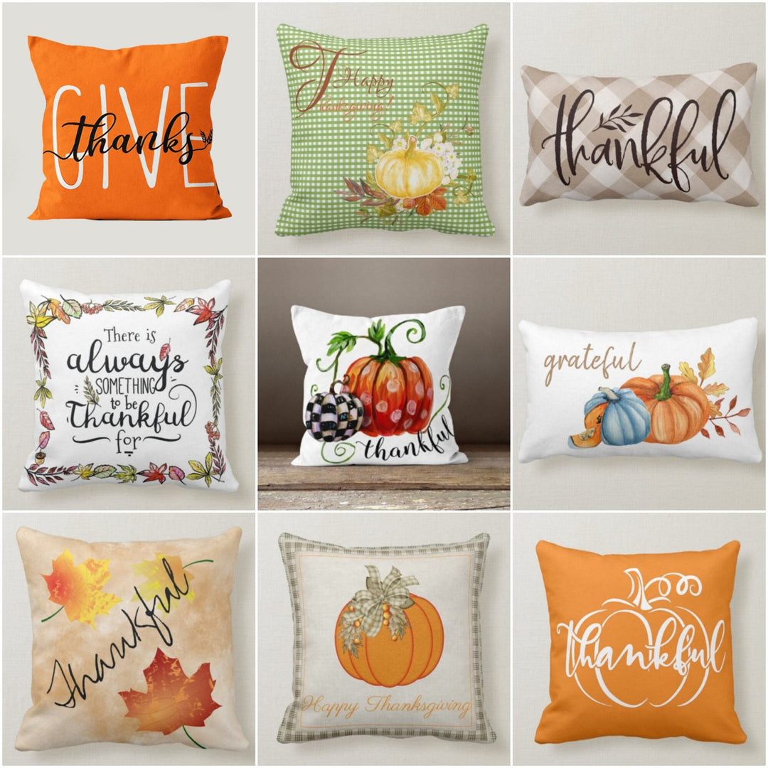 Thanksgiving Pillow Covers|Fall Trend Cushion Case|Autumn Throw Pillow|Happy Fall Home Decor|Housewarming Farmhouse|Thanksgiving Pillow Case