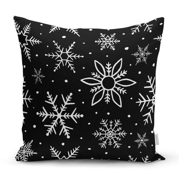 Snowflake Pillow Cover|Winter Home Decor|Winter Cushion Case|Housewarming Gift|Decorative Snowflake Throw Pillow|Geometric Lumbar Pillow