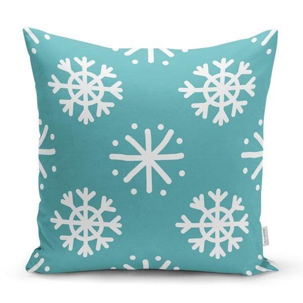 Snowflake Pillow Cover|Winter Home Decor|Winter Cushion Case|Housewarming Gift|Decorative Snowflake Throw Pillow|Blue White Lumbar Pillow