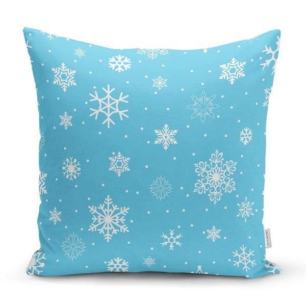 Snowflake Pillow Cover|Winter Home Decor|Winter Cushion Case|Housewarming Gift|Decorative Snowflake Throw Pillow|Blue White Lumbar Pillow