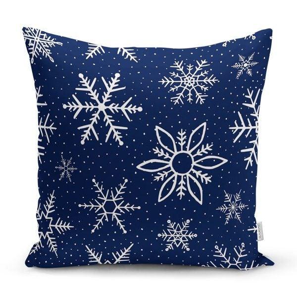 Snowflake Pillow Cover|Winter Home Decor|Winter Cushion Case|Housewarming Gift|Decorative Snowflake Throw Pillow|Blue White Lumbar Pillow