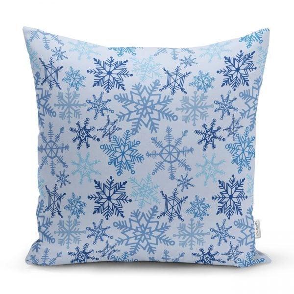 Snowflake Pillow Cover|Winter Home Decor|Winter Cushion Case|Housewarming Gift|Decorative Snowflake Throw Pillow|Blue White Lumbar Pillow