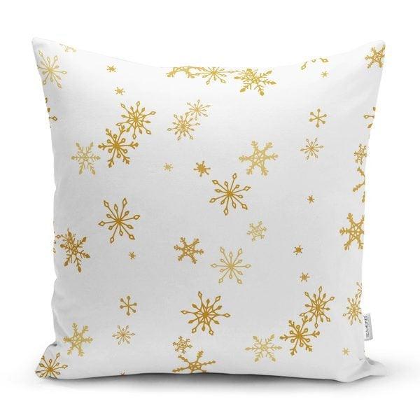 Snowflake Pillow Cover|Winter Home Decor|Winter Cushion Case|Housewarming Gift|Decorative Snowflake Throw Pillow|Gold White Lumbar Pillow