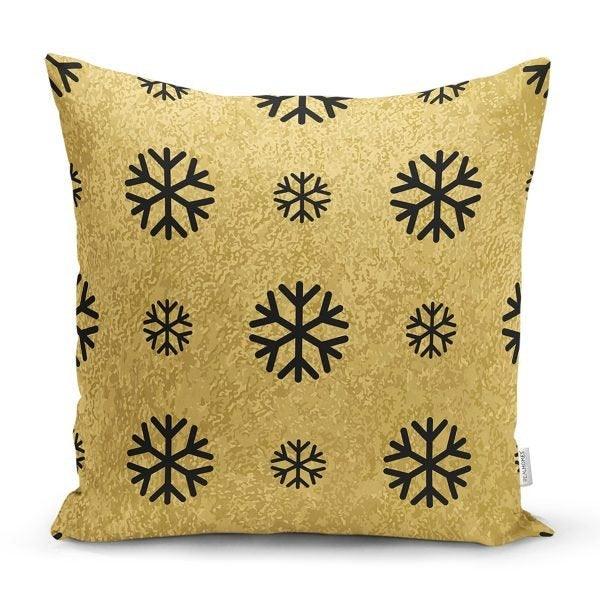 Snowflake Pillow Cover|Winter Home Decor|Winter Cushion Case|Housewarming Gift|Decorative Snowflake Throw Pillow|Gold White Lumbar Pillow