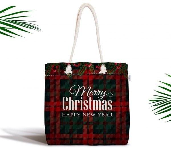 Christmas  Shoulder Bag|Merry Xmas Fabric Bag|Happy New Year Tote Bag|Xmas Tree Beach Bag|Winter Trend Weekender Bag|Gift Large Bag for Her