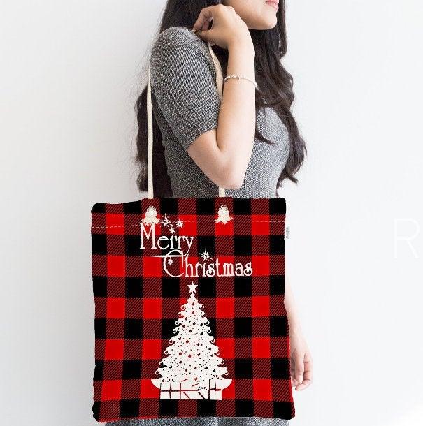 Christmas  Shoulder Bag|Merry Xmas Fabric Bag|Happy New Year Tote Bag|Xmas Tree Beach Bag|Winter Trend Weekender Bag|Gift Large Bag for Her