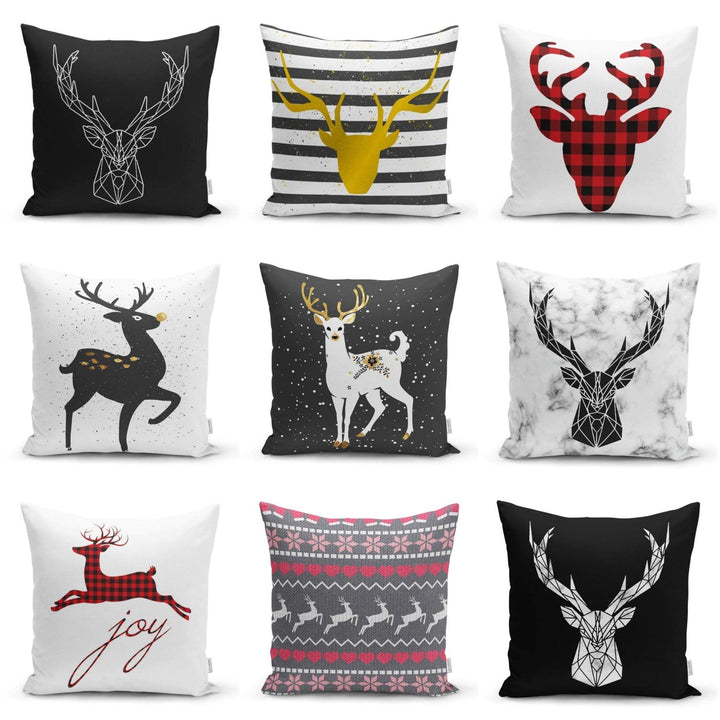 Christmas Pillow Cover|Christmas Deer Home Decor|Winter Trend Cushion Cover|Housewarming Xmas Gift Idea|Christmas Deer Throw Pillow Cover