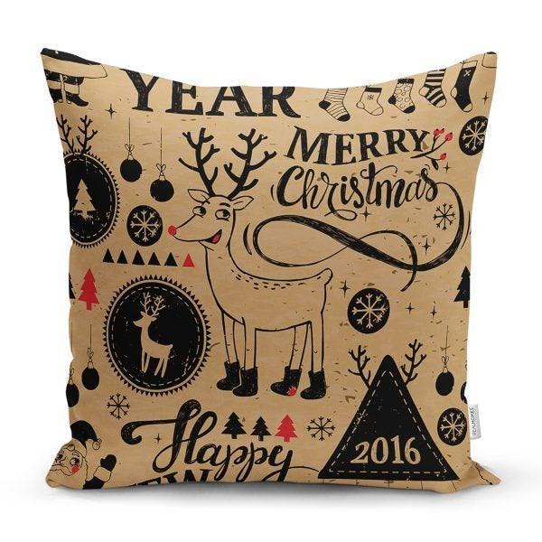 Christmas Pillow Cover|Christmas Deer Home Decor|Winter Trend Cushion Cover|Housewarming Xmas Gift Idea|Christmas Deer Throw Pillow Cover