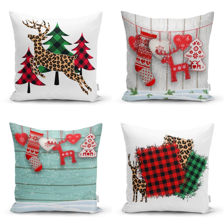 Christmas Pillow Cover|Christmas Deer Home Decor|Winter Trend Cushion Cover|Housewarming Xmas Tree Pillow|Christmas Socks Throw Pillow Cover