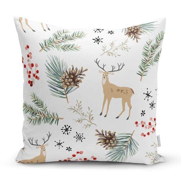 Christmas Pillow Cover|Christmas Deer Home Decor|Winter Trend Cushion Cover|Housewarming Xmas Gift Idea|Christmas Deer Throw Pillow Cover