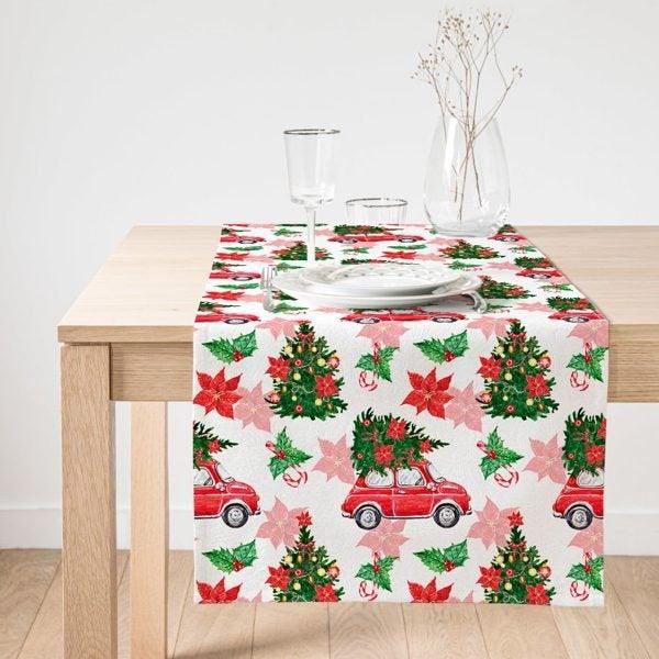 Christmas Table Runner|High Quality Xmas Tree Table Runner|Pine Tree Home Decor|Farmhouse Style Table Decor|Checkered Xmas Tree Tablecloth