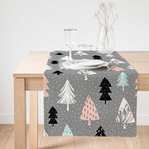 Winter Trend Table Runner|High Quality Xmas Tree Table Runner|Pine Tree Home Decor|Farmhouse Table Decor|Checkered Xmas Tree Tablecloth