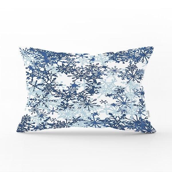 Snowflake Pillow Cover|Winter Home Decor|Rectangle Winter Cushion Case|Housewarming Gift|Decorative Snowflake Throw Pillow|Gold Snowflakes