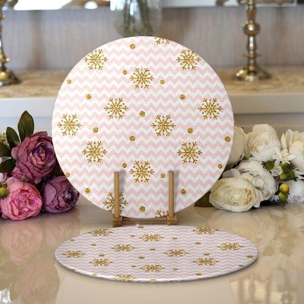 Winter Trend Placemat|Set of 2 Snowflake Supla Table Mat|Christmas Round American Service Dining Underplate|Farmhouse Style Winter Coasters