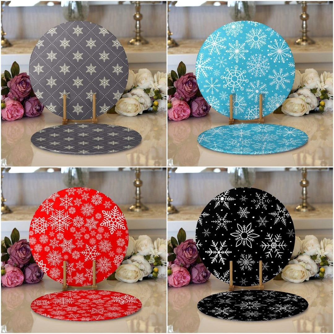 Winter Trend Placemat|Set of 2 Snowflake Supla Table Mat|Christmas Round American Service Dining Underplate|Farmhouse Style Winter Coasters