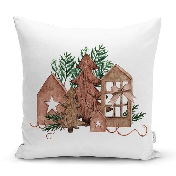 Winter Trend Cushion Cover|Christmas Pillow Cover|Xmas Deer Home Decor|Housewarming Xmas Gift Idea|Pine Cone and Pine Tree Throw Pillow Top