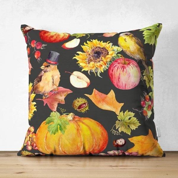 Pumpkin Pillow Case|Fall Trend Suede Cushion Case|Checkered Fall Colors Throw Pillow|Decorative Pillow|Farmhouse Thanksgiving Pillow Sham