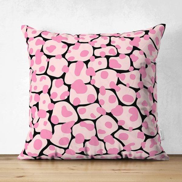 Abstract Pillow Cover|Modern Design Suede Pillow Case|Abstract Pink Black Decor|Decorative Pillow Case|Farmhouse Style Authentic Pillow Case