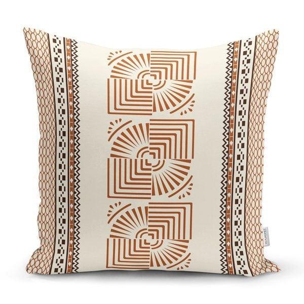 Nordic Pillow Cover|Scandinavian Cushion Case|Brick Color Accent Pillow Case|Ethnic Tribal Rug Design Home Decor|Authentic Throw Pillow Top