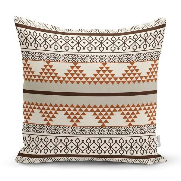 Nordic Pillow Cover|Scandinavian Cushion Case|Brick Color Accent Pillow Case|Ethnic Tribal Rug Design Home Decor|Authentic Throw Pillow Top