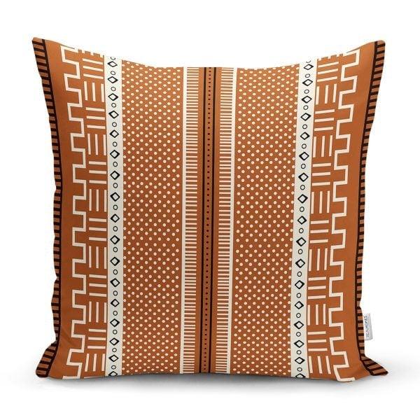 Aztec Print Pillow Cover|Southwestern Cushion Case|Nordic Scandinavian Pillow|Ethnic Rug Home Decor|Authentic Brick Color Throw Pillow Top