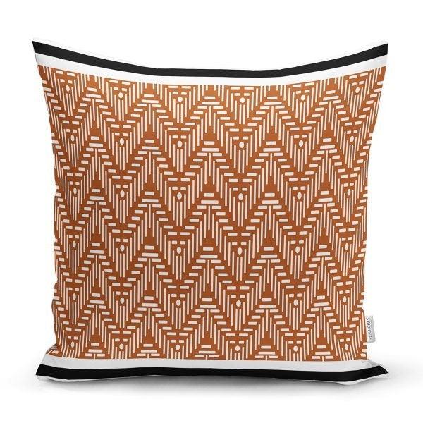 Tribal Pillow Cover|Nordic Cushion Case|Decorative Aztec Print Ethnic Brick Color Pillow|Scandinavian Home Decor|Authentic Throw Pillow Top