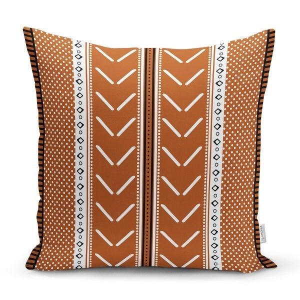 Tribal Pillow Cover|Nordic Cushion Case|Decorative Aztec Print Ethnic Brick Color Pillow|Scandinavian Home Decor|Authentic Throw Pillow Top