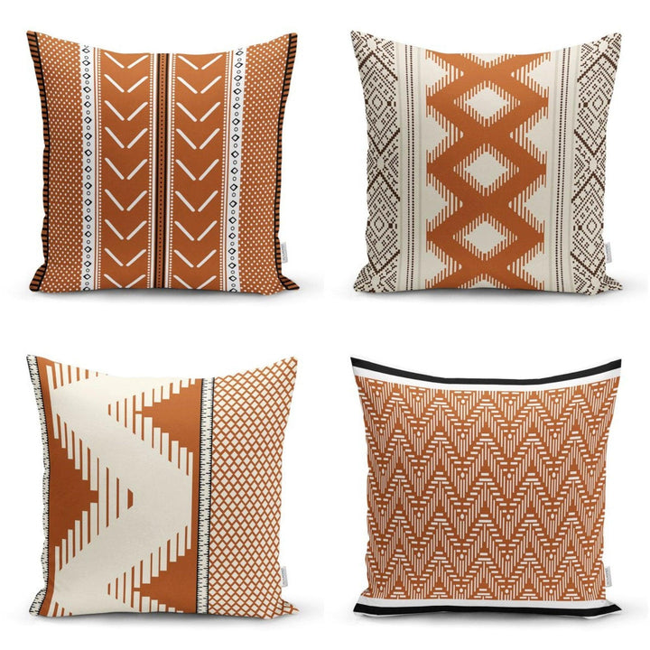 Tribal Pillow Cover|Nordic Cushion Case|Decorative Aztec Print Ethnic Brick Color Pillow|Scandinavian Home Decor|Authentic Throw Pillow Top