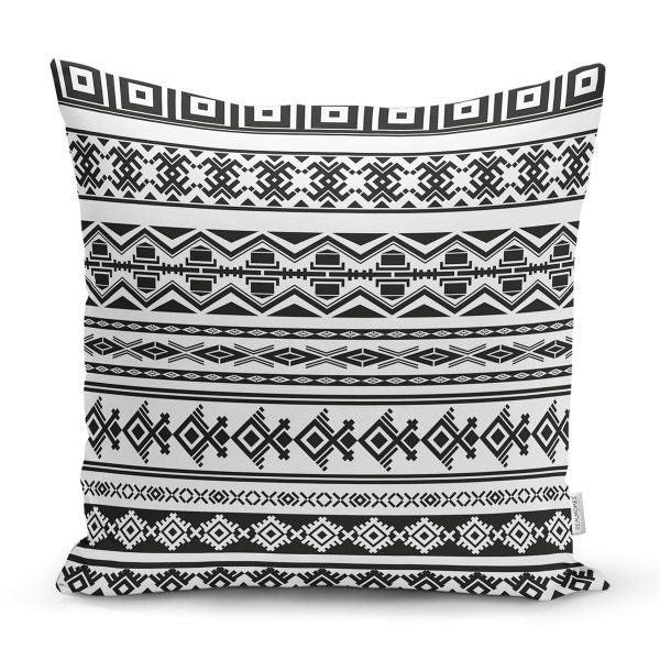 Nordic Scandinavian Pillow Cover|Southwestern Cushion Case|Black White Throw Pillow Case|Rug Print Ethnic Home Decor|African Style Pillow