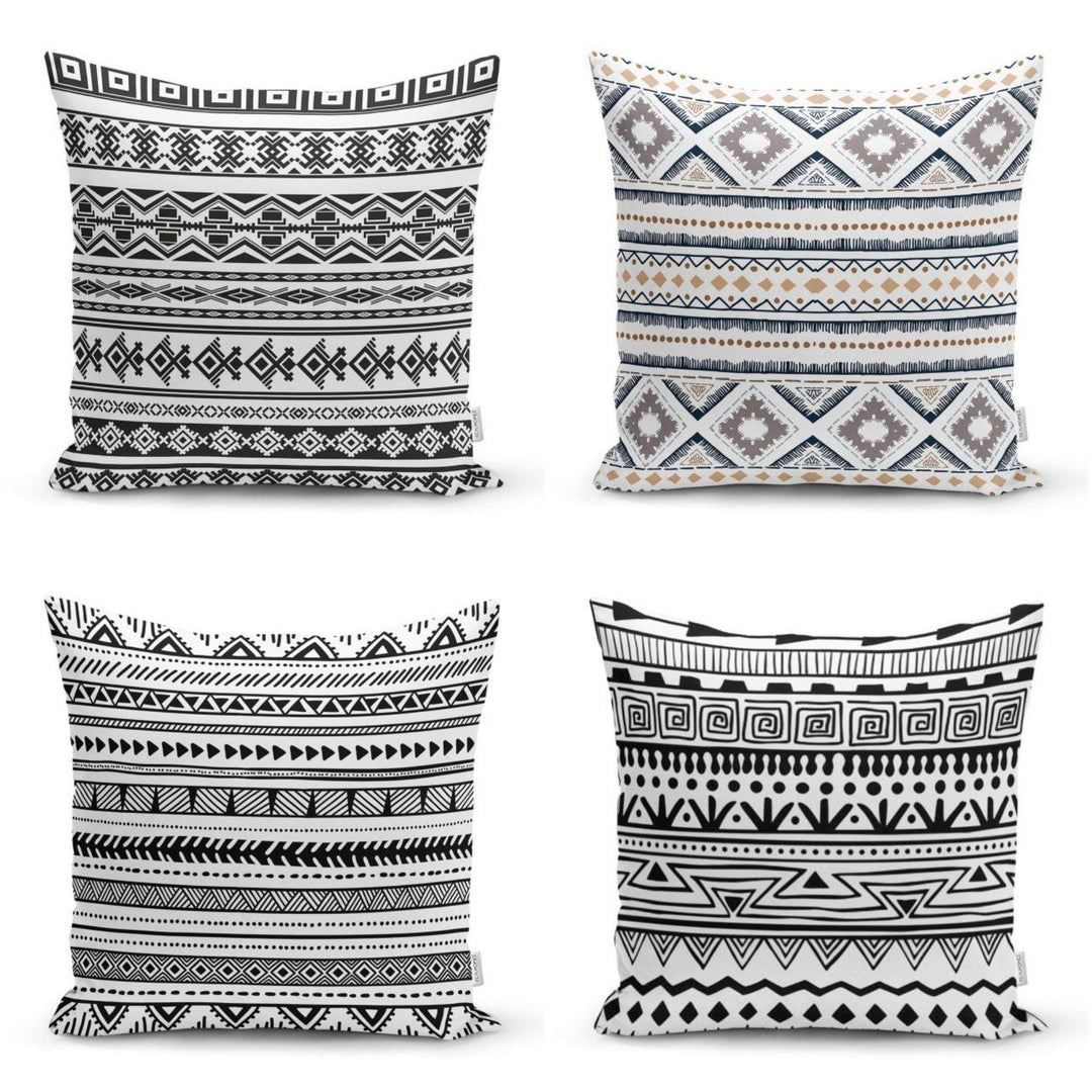 Nordic Scandinavian Pillow Cover|Southwestern Cushion Case|Black White Throw Pillow Case|Rug Print Ethnic Home Decor|African Style Pillow