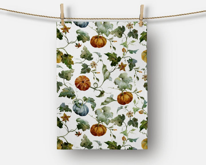 Fall Trend Kitchen Towel|Orange Pumpkin Dish Towel|Pumpkin Print Hand Towel|Decorative Towel|White Pumpkin Tea Towel|Autumn Trend Hand Towel