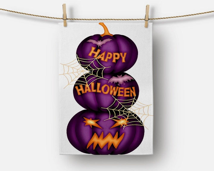 Halloween Kitchen Towel|Pumpkin and Black Cat Dish Towel|Happy Halloween Tea Towel|Decorative Halloween Towel|Trick or Treat Trend Towel