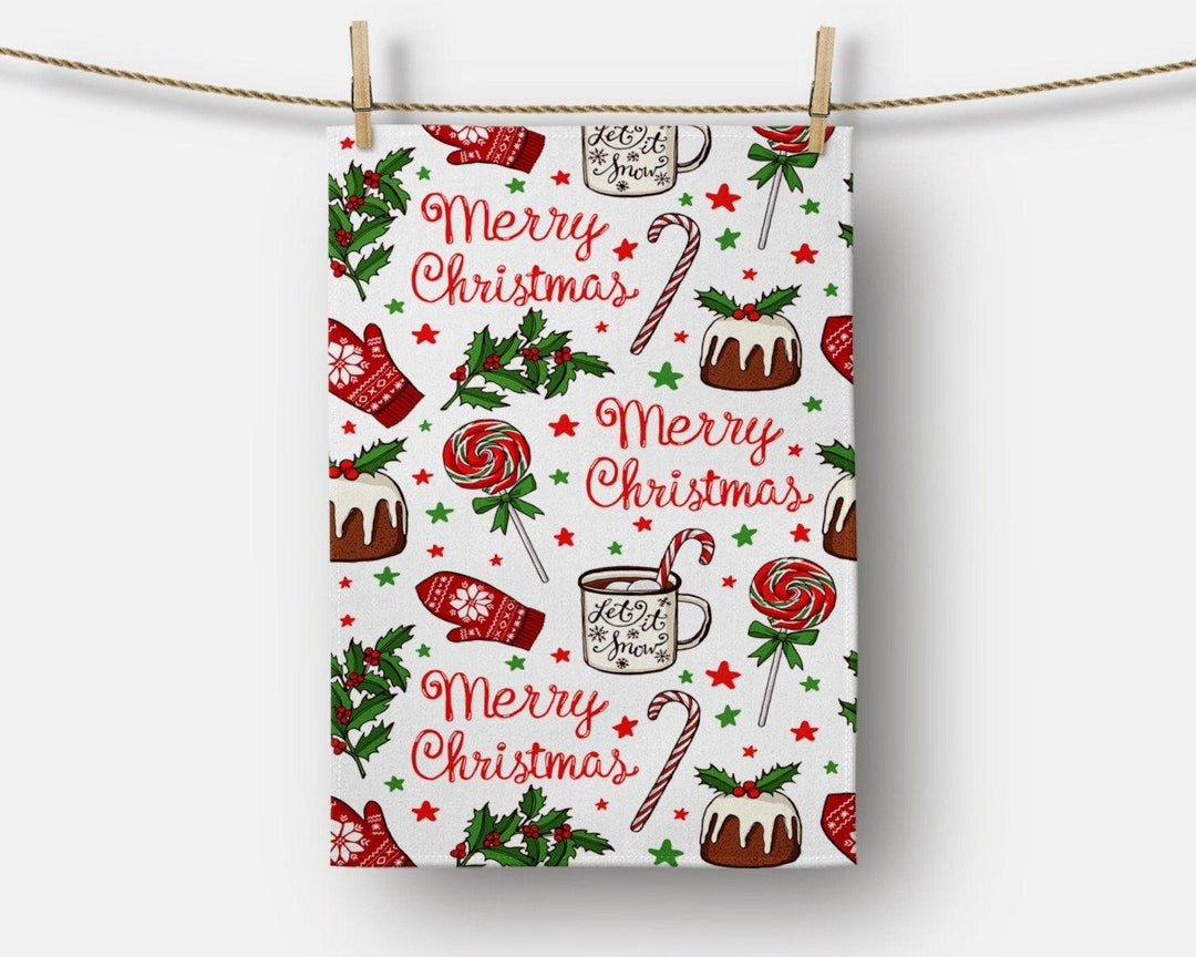 Christmas Kitchen Towel|Christmas Tree Dish Towel|Xmas Design Hand Towel|Decorative Hand Towel|Merry Christmas Tea Towel|Xmas Hand Towel