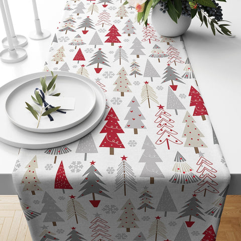 Christmas Table Runners|Winter Trend Table Runner|Xmas Tree Home Decor|Xmas Holly Jolly Table Decor|Green Winter Leaves Print Tablecloth