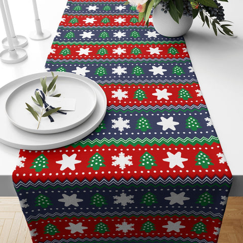 Christmas Table Runner|Winter Trend Table Top|Snowflake Print Table Decor|Xmas Design Table Runner|Christmas Home Decor|Winter Table Top