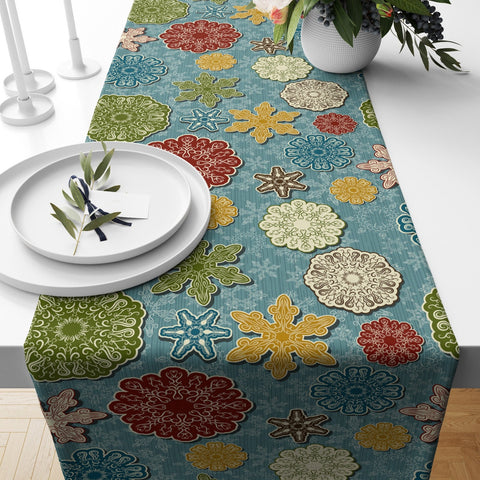 Christmas Table Runner|Winter Trend Table Top|Snowflake Print Table Decor|Xmas Design Table Runner|Christmas Home Decor|Winter Table Top