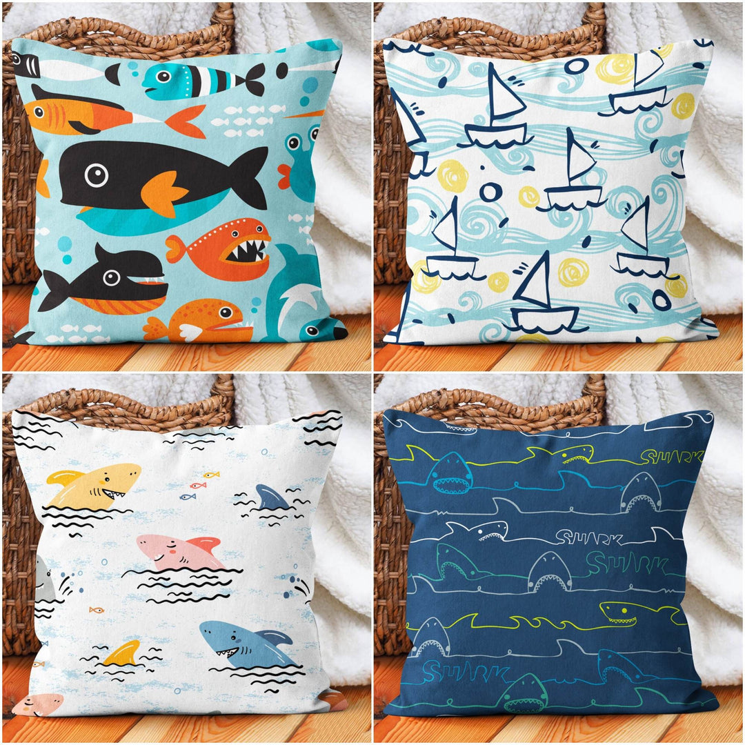 Kids Pillow Cover|Decorative Nautical Pillow Case|Kids Room Cushion Case|Boho Bedding Decor|Housewarming Cushion|Colorful Throw Pillow Top