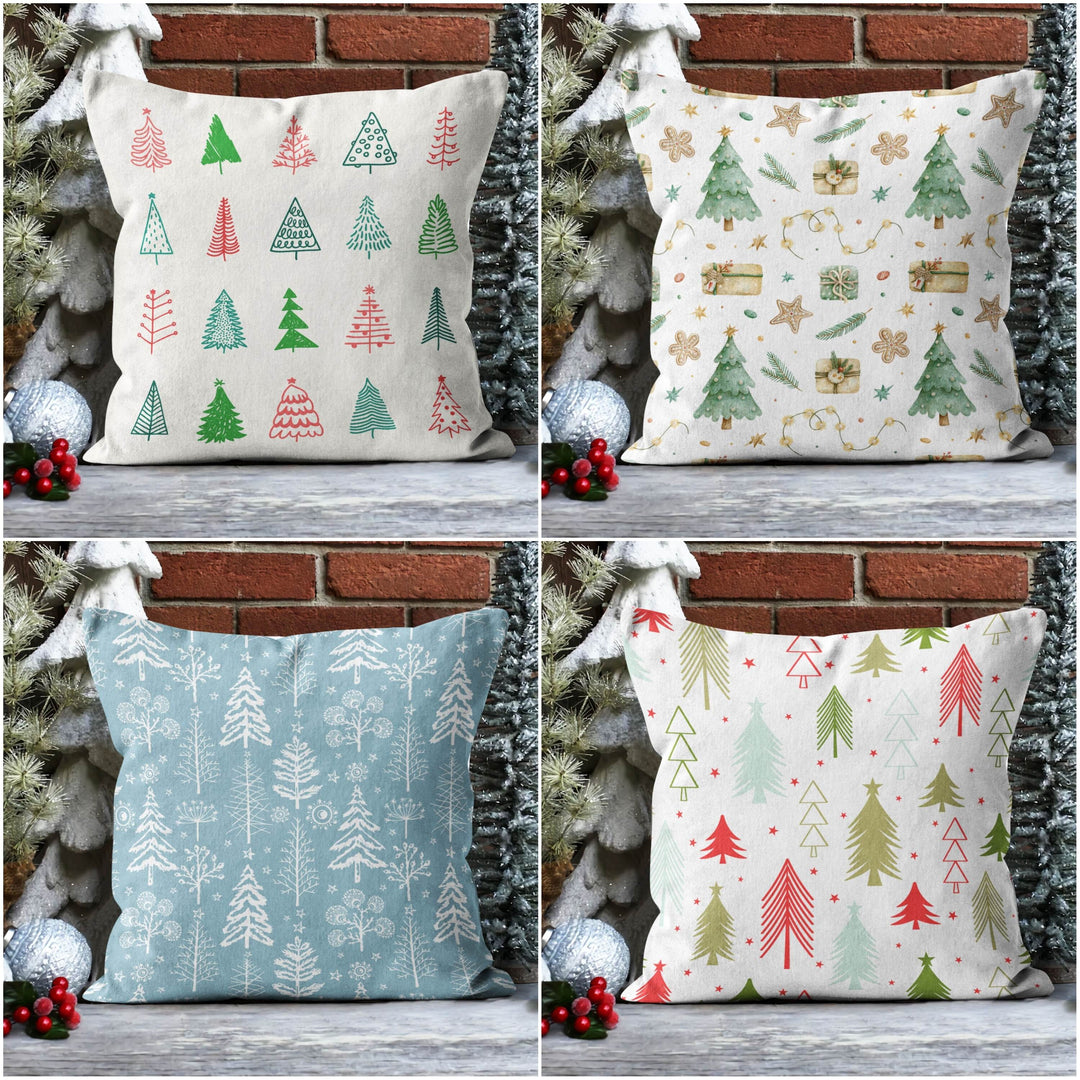 Christmas Pillow Covers|Xmas Tree Cushion Case|Decorative Winter Pillow Case|Pine Tree Throw Pillow|Outdoor Pillow Cover|Xmas Themed Pillow