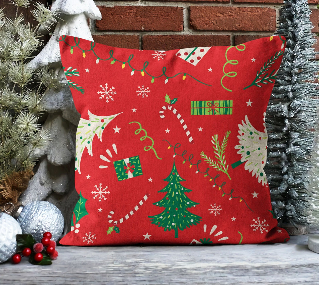 Christmas Pillow Covers|Xmas Tree Cushion Case|Decorative Winter Pillow Case|Xmas Tree Throw Pillow|Outdoor Pillow Cover|Xmas Pillow Sham