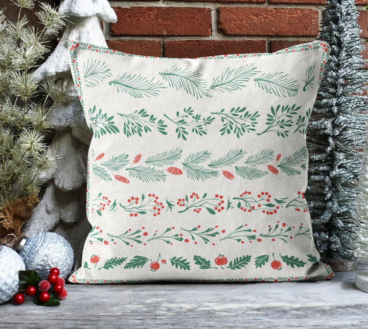 Christmas Pillow Covers|Floral Xmas Decor|Winter Pillow Case|Xmas Gift Ideas|Red Berry Pillow Cover|Housewarming Gift|Xmas Leaves Home Decor