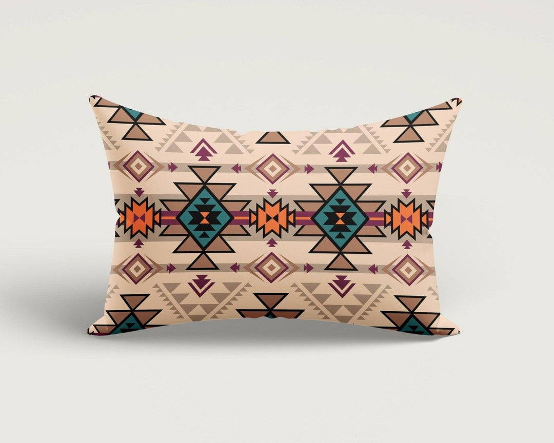 Rug Design Pillow Cover|Southwestern Cushion Case|Aztec Print Rectangle Lumbar Pillow|Farmhouse Style Geometric Kilim Throw Pillow Case