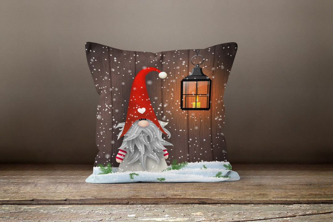 Christmas Pillow Covers|Dwarf Santa Claus Decor|Decorative Winter Pillow Case|Gnome Throw Pillow|It's Christmas Time Pillow|Red Hat Pillow