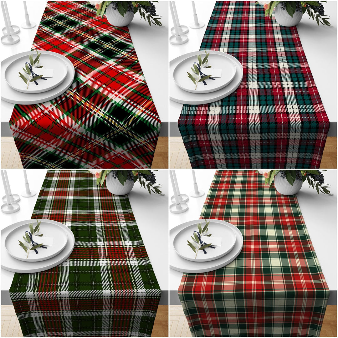 Christmas Table Runner|Winter Trend Table Runner|Checkered Xmas Home Decor|Red Green Plaid Tablecloth|Buffalo Checkered Christmas Table Top