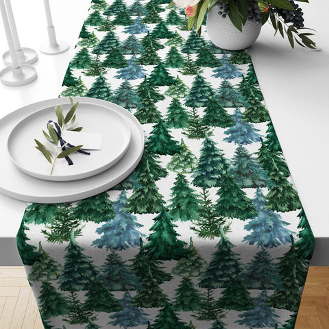 Winter Trend Table Runners|Snow, Houses and Trees Table Decor|Snowman Table Runner|Christmas Home Decor|Pine Tree and Sheep Print Tablecloth